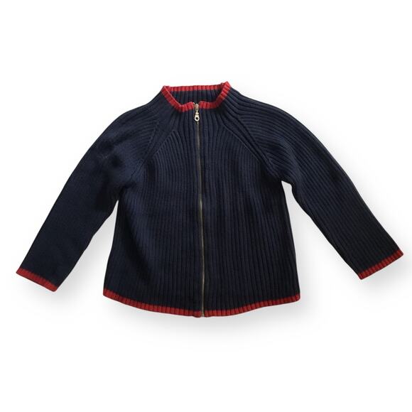 Tea Collection navy & red Soba sweater jacket - Picture 1 of 5